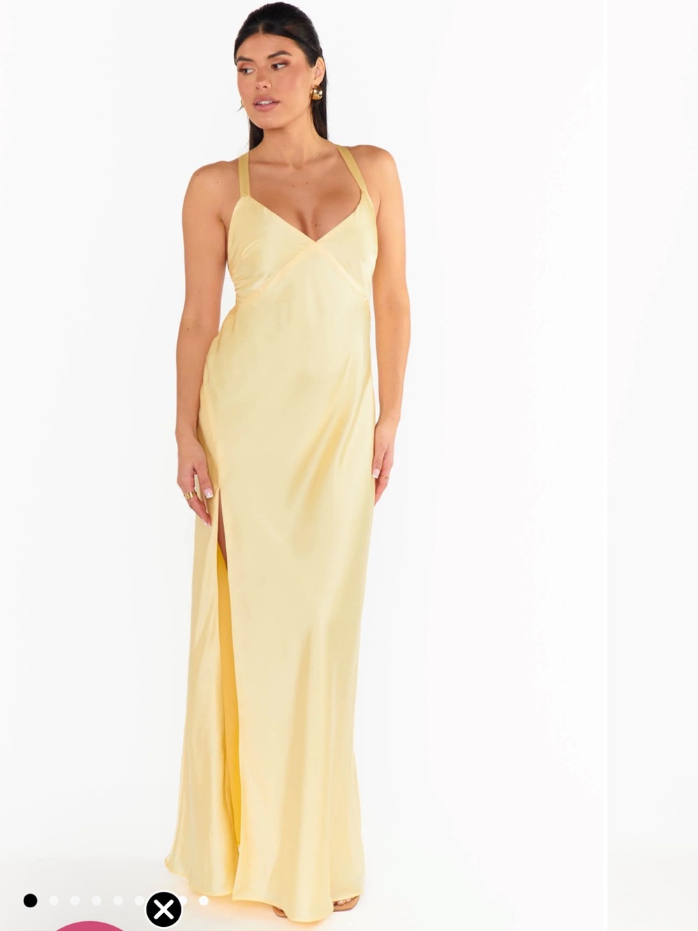 NWOT Show Me Your MuMu Anderson dress in Pale Yellow LUXE Satin XS